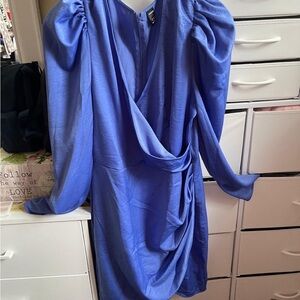 Elegant Blue Draped Dress